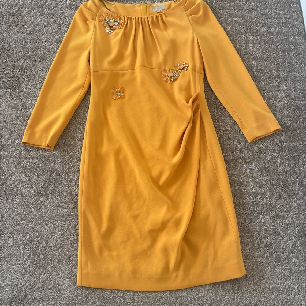 Ports 1961 Elegant Guest Wedding Yellow Dress with Floral Embellishments